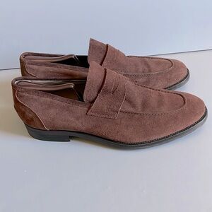 Reiss Penny Loafers Shoes UK 10 US 11 Brown Suede London Casual Made In Italy